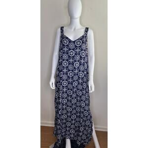 Vince Camuto Printed Sleeveless Side‑Slit Summer Midi Dress Women Large NWT